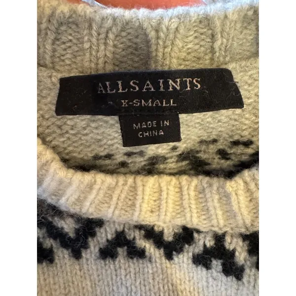 All Saints Catalina Jumper Sweater Women XS Ivory‎ Gray Wool Alpaca Knit Nordic - Image 8