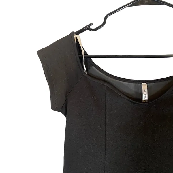 Charlotte Russe Zinga Black Sheer Bow Detail Short Sleeve Dress Women Sz L - Image 5