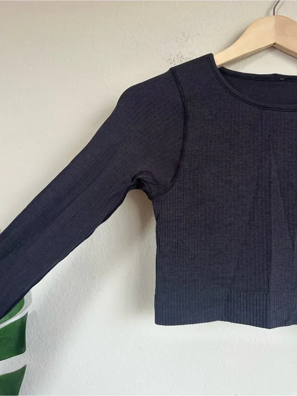 Lululemon Ebb to Street Long Sleeve Ribbed Crop Top - Image 10