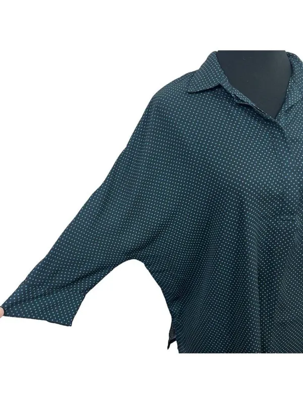 Ann Taylor LOFT Black Blue Polka Dot 3/4 Sleeves Blouse Pullover Sz M Career - Image 5