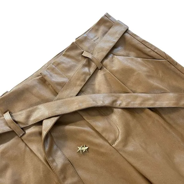 LUCY PARIS womens faux leather pleated‎ casual pants - Image 5