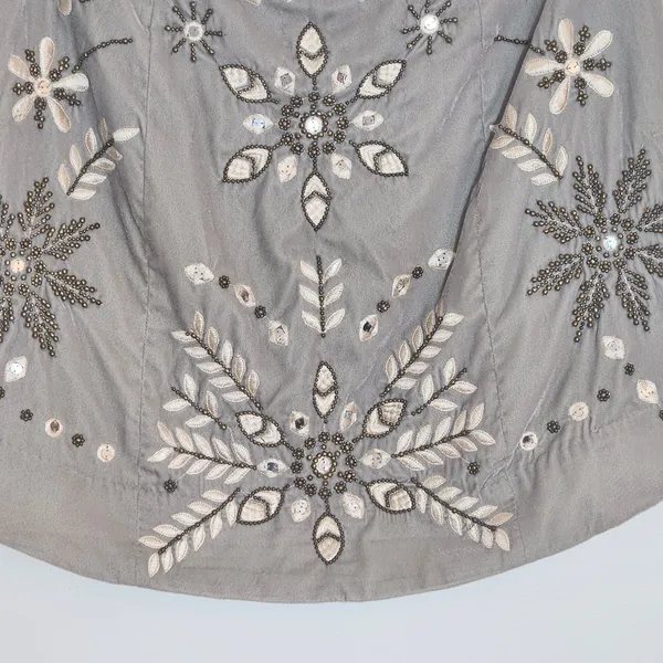 Free People Gray Velvet Embellished Snowflake Mini Skirt Size 8 - Image 6