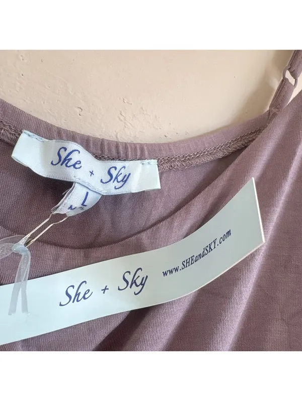 She + Sky NWT Women’s Size Large Mauve Lavender Wide Leg Cami Jumpsuit Romper - Image 4