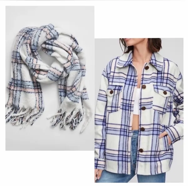 Gap Plaid Flannel Jacket and Scarf Duo - Image 2