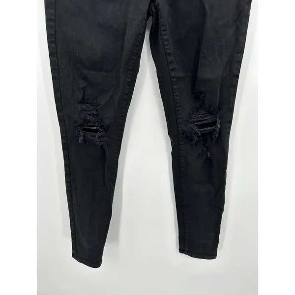 American Eagle AEO‎ Black Denim Distressed Jeggings Women's Size 8 Regular 8R - Image 3