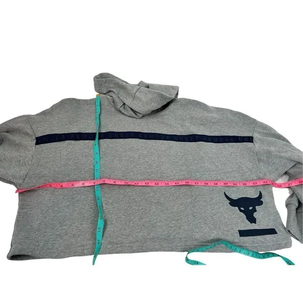Under Armour Womens Project Rock Taped Fleece Gray S Sweatshirt 1346014-035 - Image 9