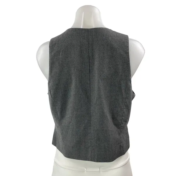 Zara Women's Gray Sleeveless V Neck Button Down Pocket Vest Crop Top Size M - Image 3