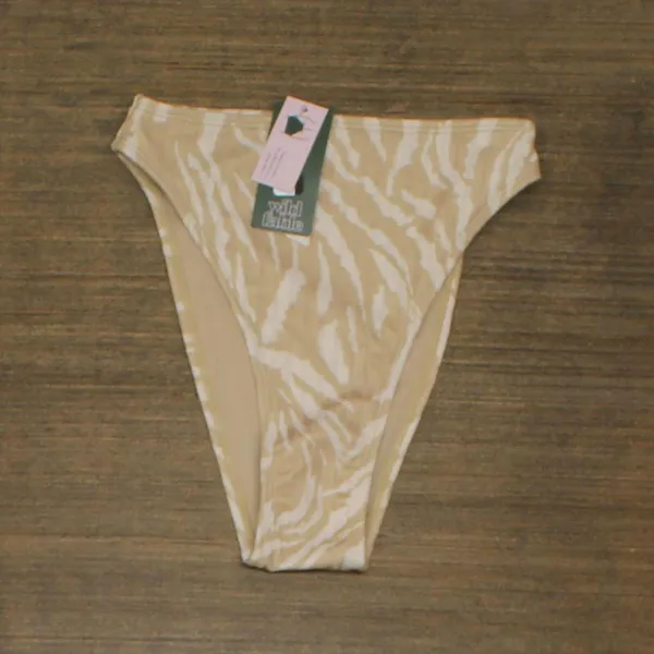 NWT Wild Fable High Cheeky Waist Bikini Bottom PID-K8E80E S Tan Animal Brown - Image 2