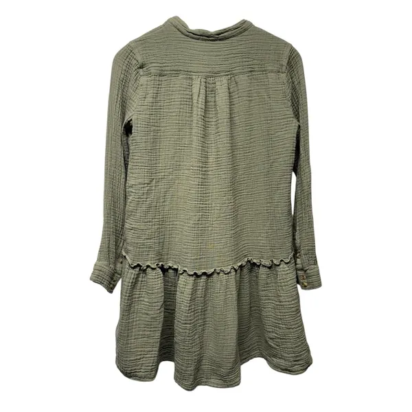 Maeve Anthropologie Dress 4 Green Gauze Button Up Tiered Boho Coastal Cottage - Image 2