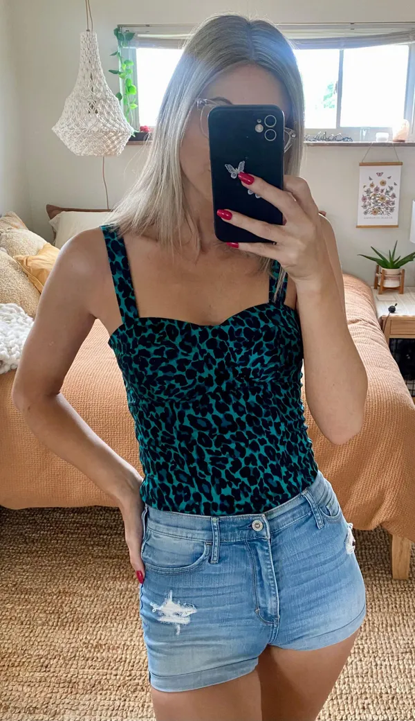 Charlotte Russe Green Cheetah Corset Top - Image 3
