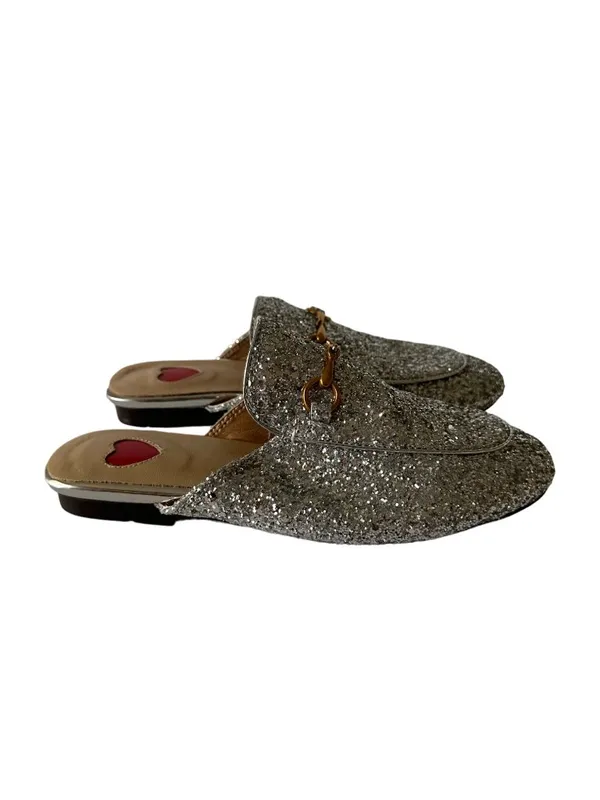 ARQA Womens Silver Glitter Loafer Mules Size 36/6 - Image 5