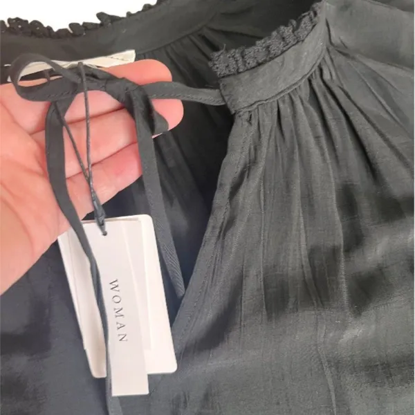 Chelsea & Theodore Blouse NWT eyelet sleeve 3X Black Casual Lace Coquette - Image 7