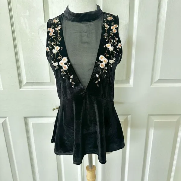 Sugar Lips Rebekah velvet sleeveless embroidered top - Image 11