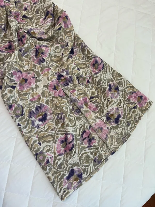 H&M Floral Ruched Midi Dress Bodycon Long Sleeve V Neck Boho Romantic Size XS - Image 8