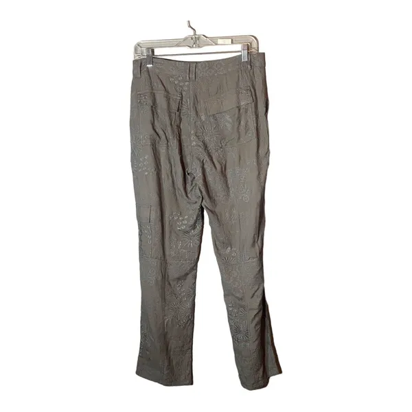 Sundance Pants Rayon Embroidered Floral Axtec Cargo Hiking Gray‎ Women’s Size 2 - Image 2