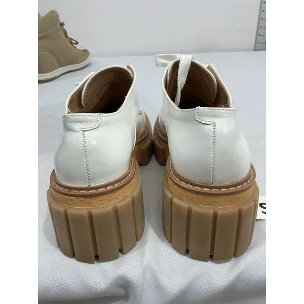 Womans Madden Girl Phoennix Size 6m White Lace Up Platform Chunky Heel Shoes - Image 5