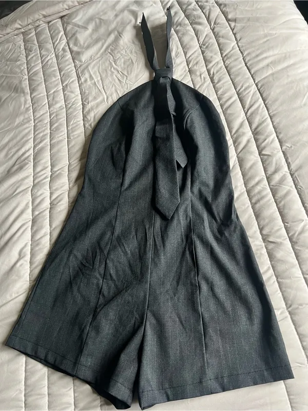 Women's Black Halter Tie Romper - Image 5