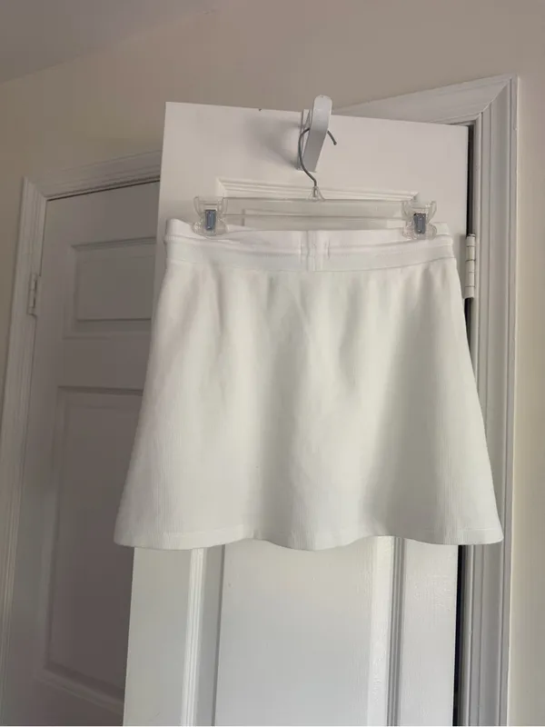 Sunday Best Aritzia White Waffle Knit Drawstring Mini Skirt S - Image 8
