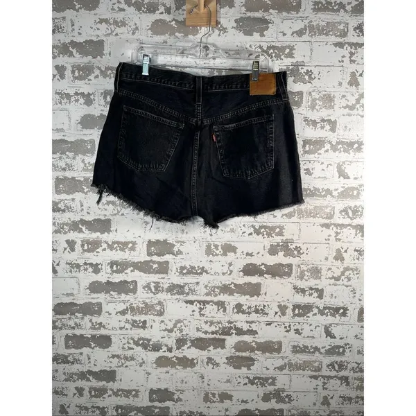 Levi’s | women black button fly denim shorts distressed - Image 10