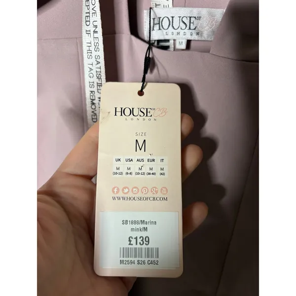 New House of CB Marina maxi dress in a mauve or mink color with a thigh split M - Image 7