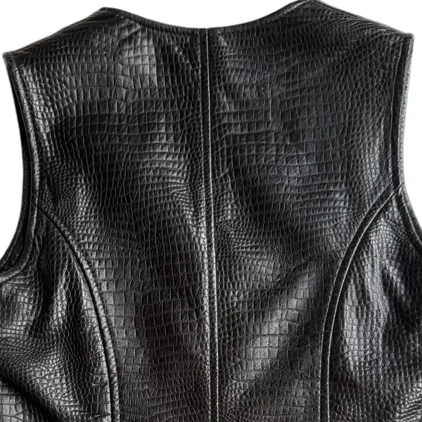 Saguaro‎ Black 100% Leather Vest Sz XS - Image 4