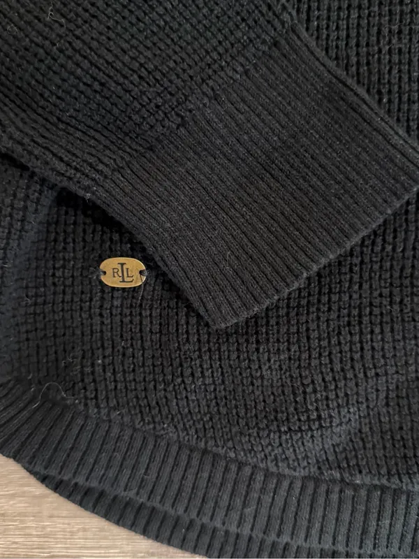 Lauren Ralph Lauren Women's Black Medium Hoodie Waffle Knit Sweater - Image 2