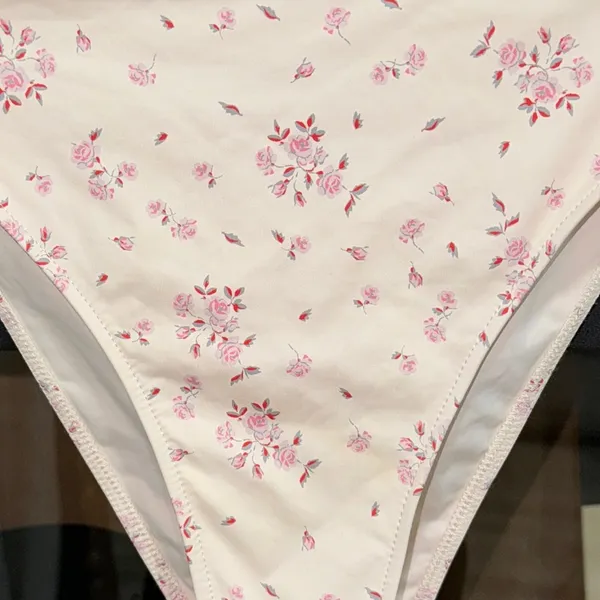 Frankie’s Bikinis Jenna High Waist Cut Bikini Bottoms sweet Rose coquette floral - Image 4