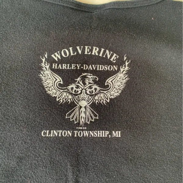 Harley-Davidson women's small goddess short sleeve crop Tee in Black with Logo - Image 7