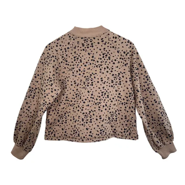 Abercrombie & Fitch Brown Tan Black Animal Print Cropped Sweatshirt Women Size M - Image 2