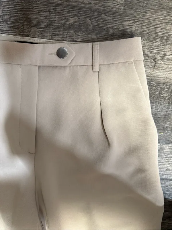 Express Super High Rise Trouser Pants Beige Ivory Size 6R - Image 7