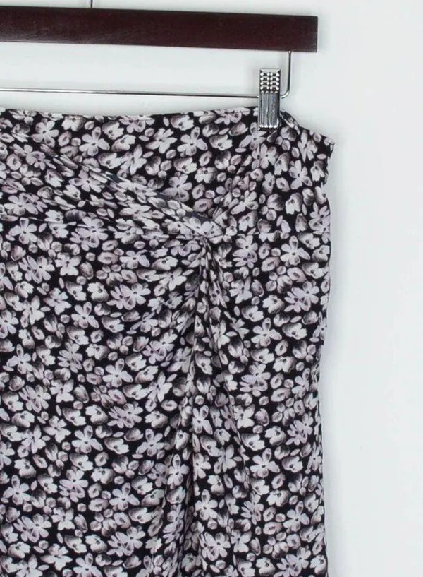 Abercrombie & Fitch Womens Floral Twist High Slit Midi Skirt Size L Dainty Fairy - Image 2