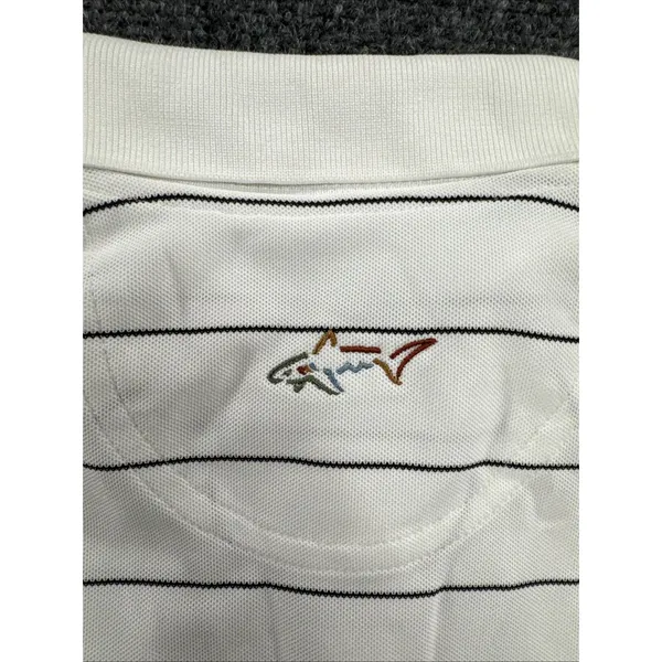 Greg Norman Play Dry Golf Polo Shirt White Black Stripe Women’s Medium NWT - Image 6