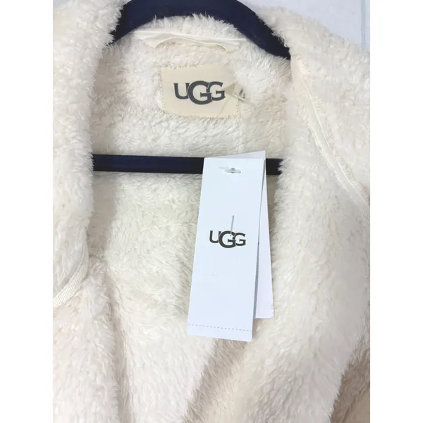 UGG Aarti Hooded Lounge Plush Fleece Robe Cream 1121091 Womens Large L - Image 6