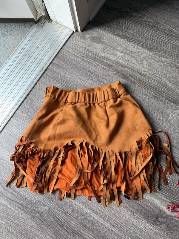 Unknown Source Fringe Skirt Orange Size XS - Image 3