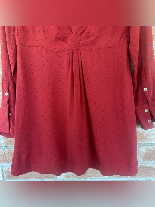 Free People Polka Dot Mini Dress Long Sleeve Button Up Women’s Small Red - Image 11