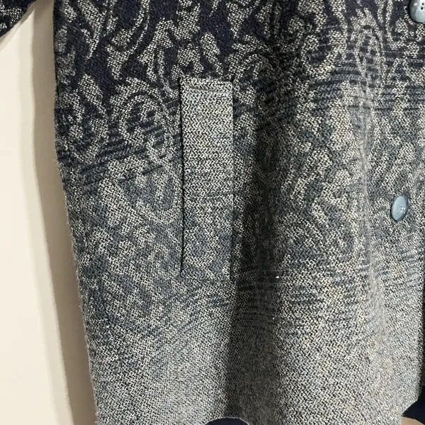 Vintage Mulberry Street‎ Wool Coat Jacket Womens XL Blue Tapestry Button Pockets - Image 3