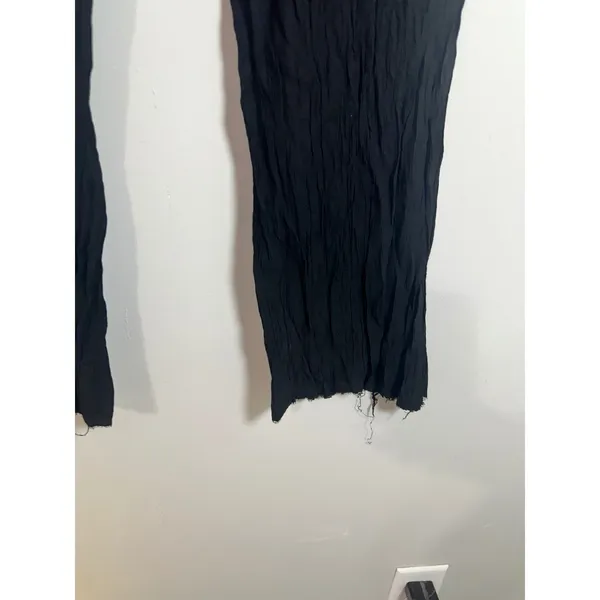 Zara Black Crinkle Textured Wide Leg Relaxed Drawstring Pants Medium - Image 4