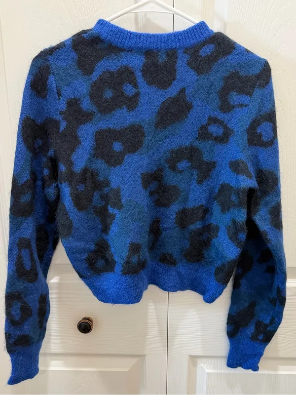 Rag & Bone Blue Leopard Print Mohair Sweater Size Small - Image 3