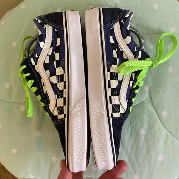 Vans Old Skool Blue / Black Checkered shoes Women’s size 7.5 / Mens size 6 - Image 6