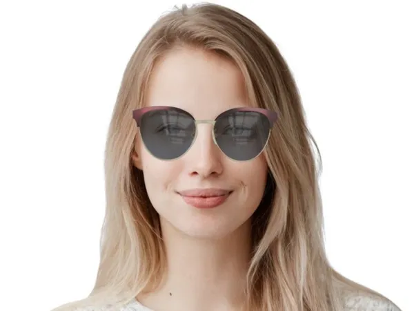 Gucci GG0074S Cat eye sunglasses gold metal frame purple gradient lenses - Image 17