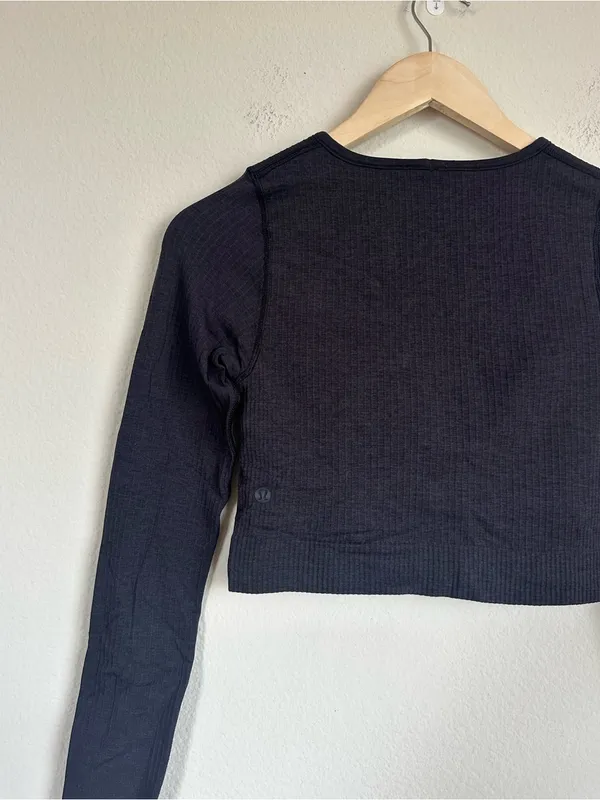 Lululemon Ebb to Street Long Sleeve Ribbed Crop Top - Image 3