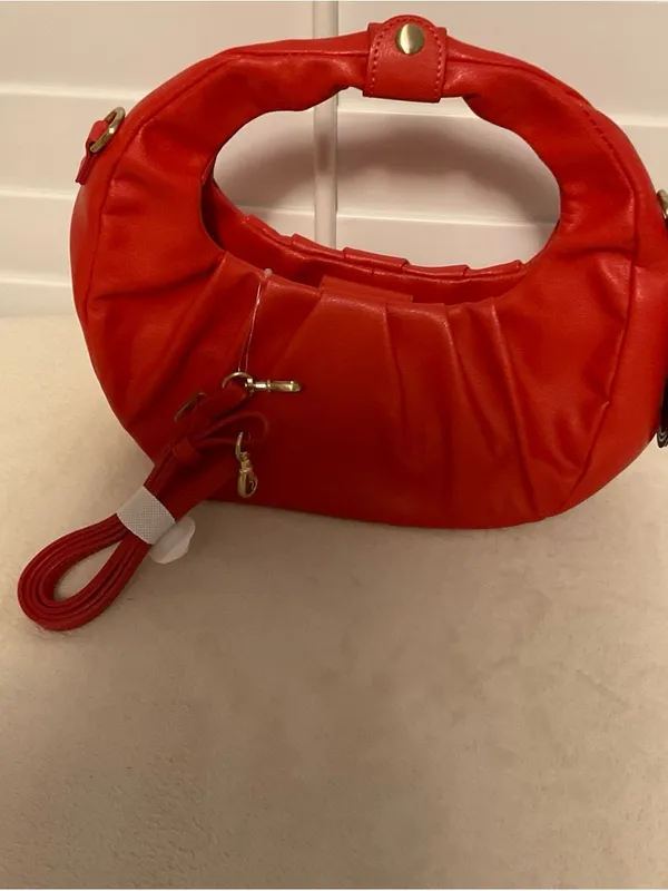 Sleek Red Crescent Mini Shoulder Bag - Image 3