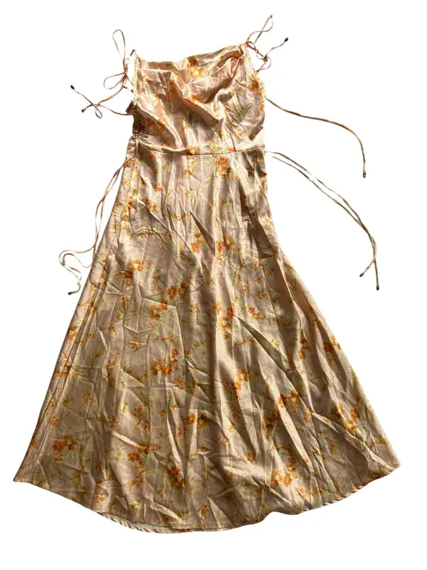 Petal & Pup Codi Satin Midi Slip Dress Blush Floral Size 6 Cottage Coquette - Image 4