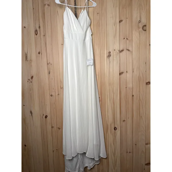 NWT Lulus Romantic Inspiration White Sleeveless Faux-Wrap Maxi Dress Wedding M - Image 2