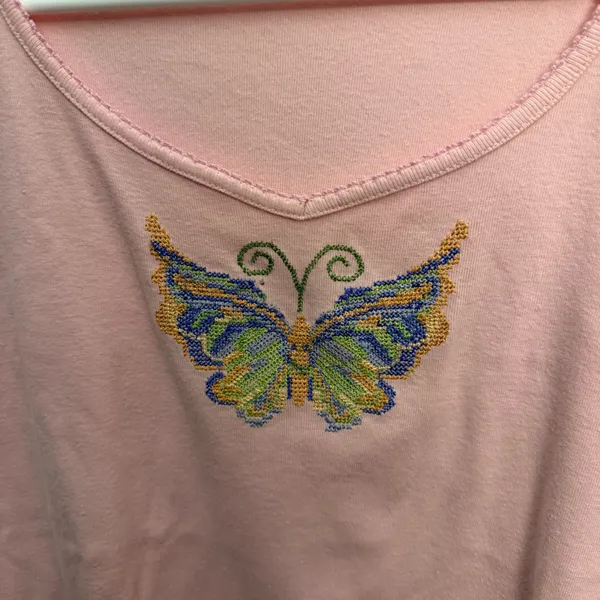 Y2K Pink Butterfly Embroidered Baby Tee - Image 3