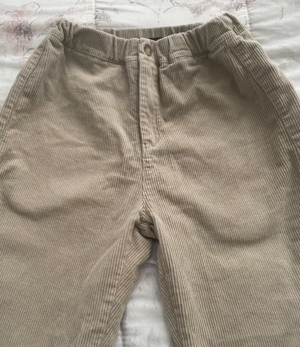 Corduroy Beige Ivory Bootcut Pants, one size - Image 9