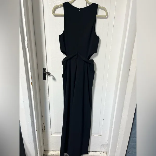 Anthropologie Hutch Cutout Wide Leg Black Jumpsuit with waist tie size medium - Image 4