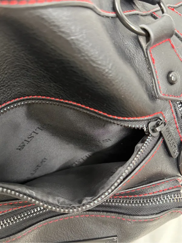 Killstar Black Duffel Bag with Red Stitching and Pentagram Pulls - Image 13