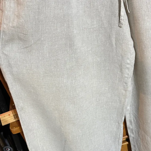 Women's Wide Leg 100% Linen Pants - Cream - Image 3