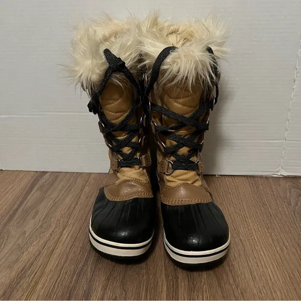 Sorel Tofino II Size‎ 5 Waterproof Winter Snow Boots Faux Fur Tan Black apres - Image 3